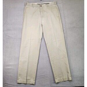 Brooks Brothers Clark Advantage Chino Pants Mens 35x32 Stone Beige Straight Flat